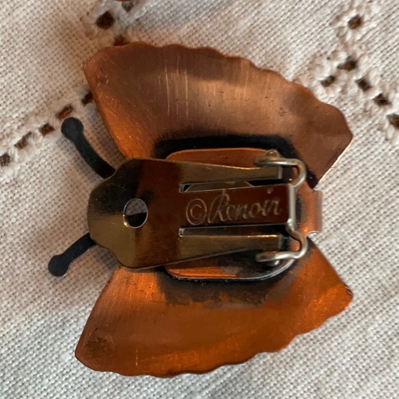 Copper Renoir Butterfly Clip On Earrings - 1950’s - Picture 4 of 5